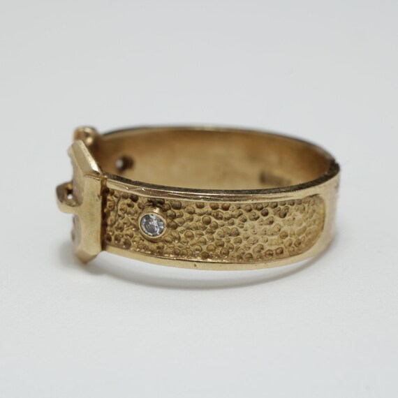 Antique Belt Buckle Diamond Ring 14k Gold size 7.5 - image 2