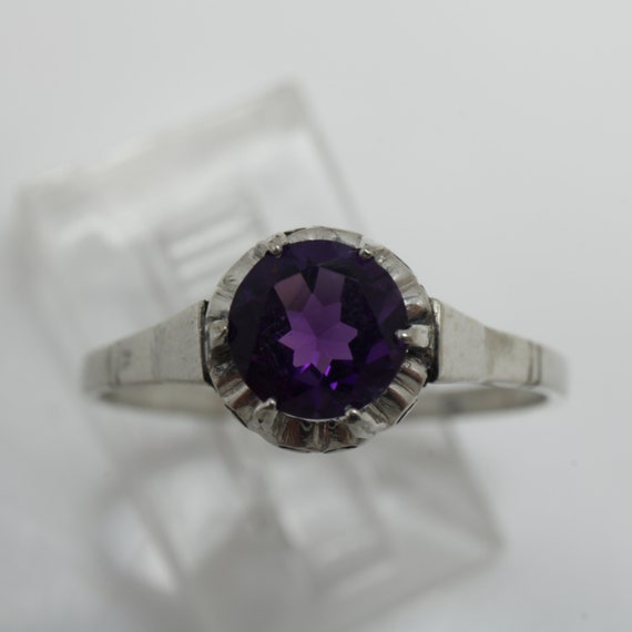 Art Deco Amethyst Platinum Engagement Ring Size 7… - image 7
