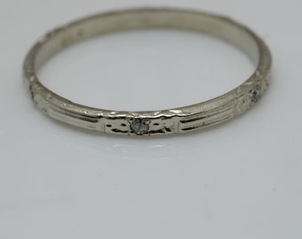 Art Deco Diamond Wedding Band Wedding Ring 14k Gold size 6.75