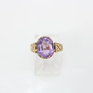 Vintage Amethyst Ring 14k Yellow Gold Cocktail Ring 1940's image 4