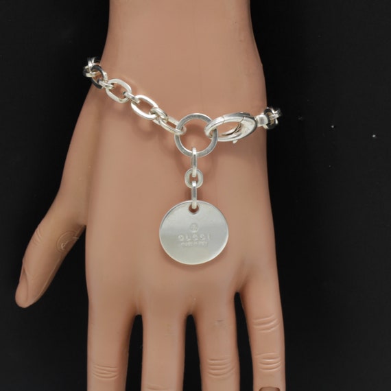 GUCCI Bracelet Sterling Silver Link Logo Bracelet 7-6/8'' - Etsy