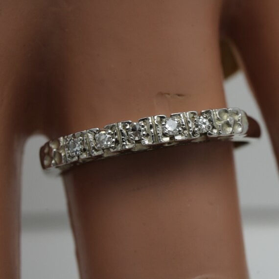 Vintage Diamond Ring 14k White Gold Band Diamond … - image 7