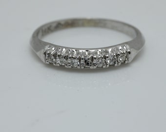 Vintage 14k White Gold Diamond Ring Stacking Band Ring size 5.5