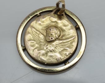 Art Nouveau Cherub French Pendant Gold-Filled Gold Antique by  E. Lavilleme