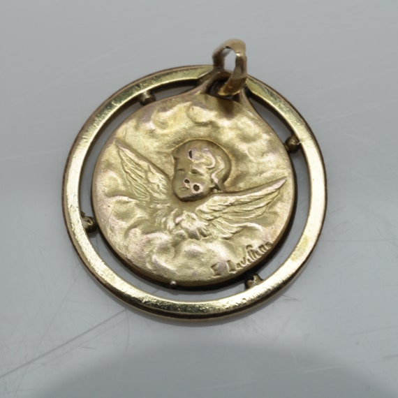 Pendentif Vintage Chérubins Or Avec Perle Turquoise - Bijou Ancien 1789 - Occasion Impeccable