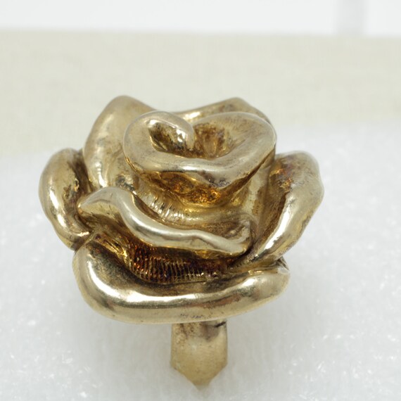 Gold-tone Silver Puffy Rose Ring: Chunky Statemen… - image 10