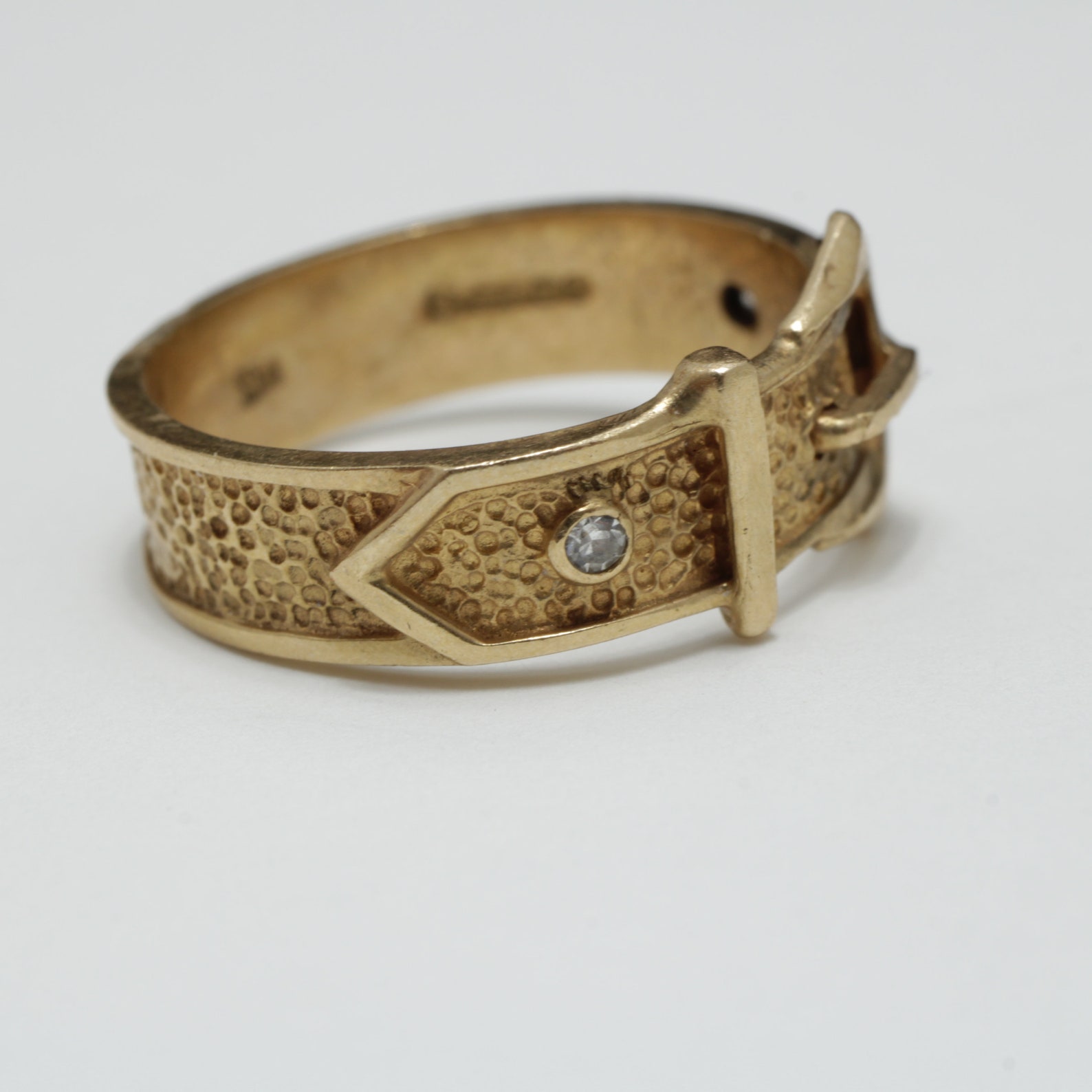 Antique Belt Buckle Diamond Ring 14k Gold Size 7.5 Etsy