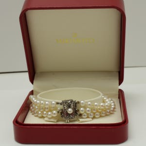 ミキモト 3連パールブレスレット スターリングシルバー 7インチ 1950