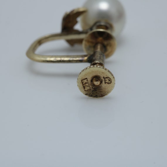 Vintage Mikimoto Pearl 14k Gold Earrings Japan Sc… - image 2