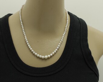 Mikimoto Pearl Necklace Sterling Silver 1960s Japan 16.75