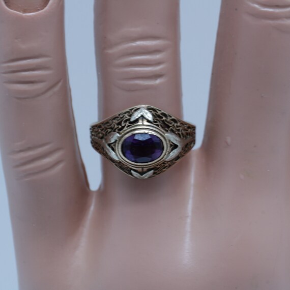 Art Nouveau Amethyst Ring 14k Cocktail Ring size … - image 6