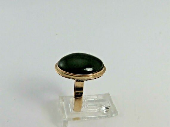 Vintage Mid-Century Nephrite Jade Cabochon 14K Ye… - image 7