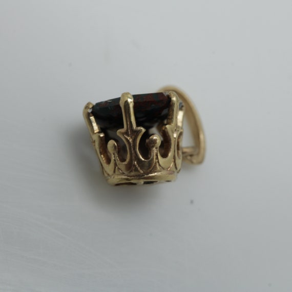 Vintage Garnet Crown Pendant 14k Gold Antique Pen… - image 3