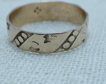 Victorian Cigar Band Antique 14k Rose Gold Ring Wedding Ring size 6.75