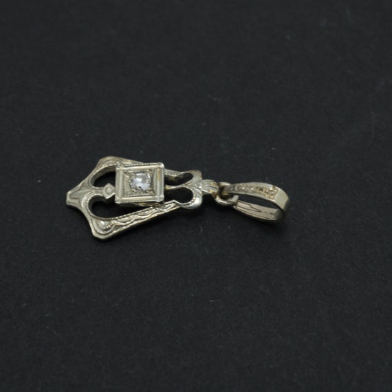 Art Deco  Diamond Pendant 14k White Gold Antique … - image 4
