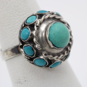 TASCO 925 Sterling Silver Vintage Mexico Turquoise Gem Inlay Dome