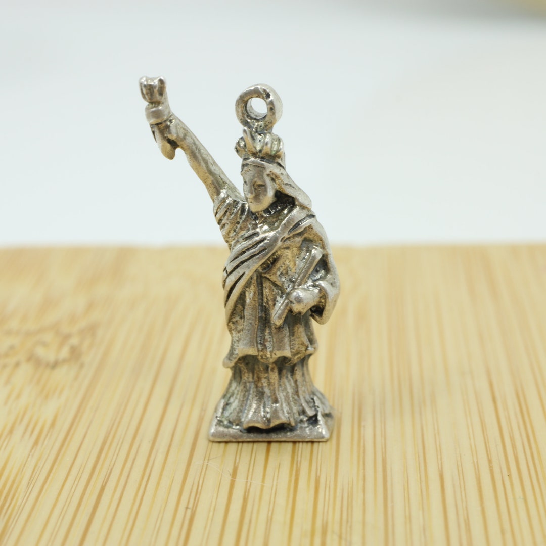 Vintage Sterling Silver Statue of Liberty Charm Pendant Large Etsy
