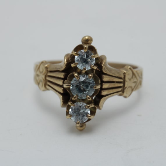 Victorian Zircon Ring 14k Gold Ring size 6 Engage… - image 1