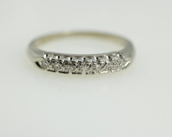 Vintage 14k White Gold Diamond Stacking Band Ring size 6