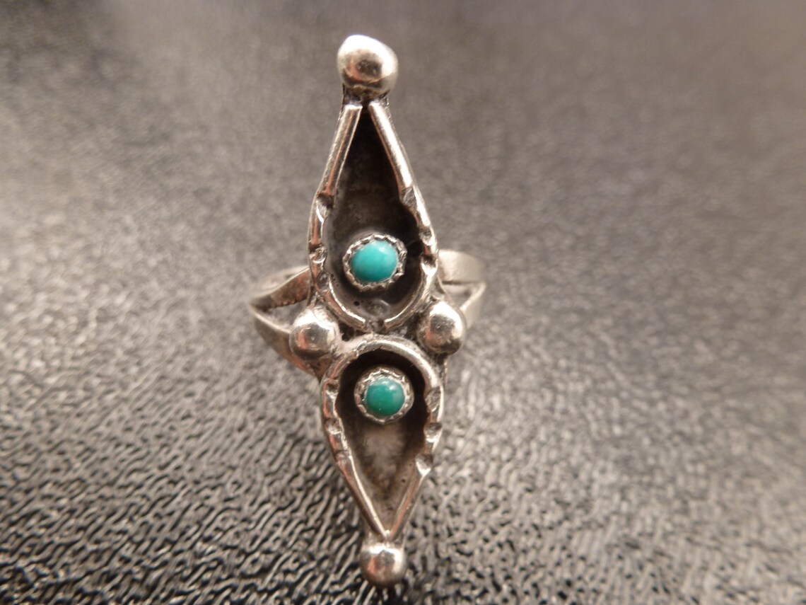 Vintage Sterling Silver Native American Turquoise Ring Size 5 - Etsy