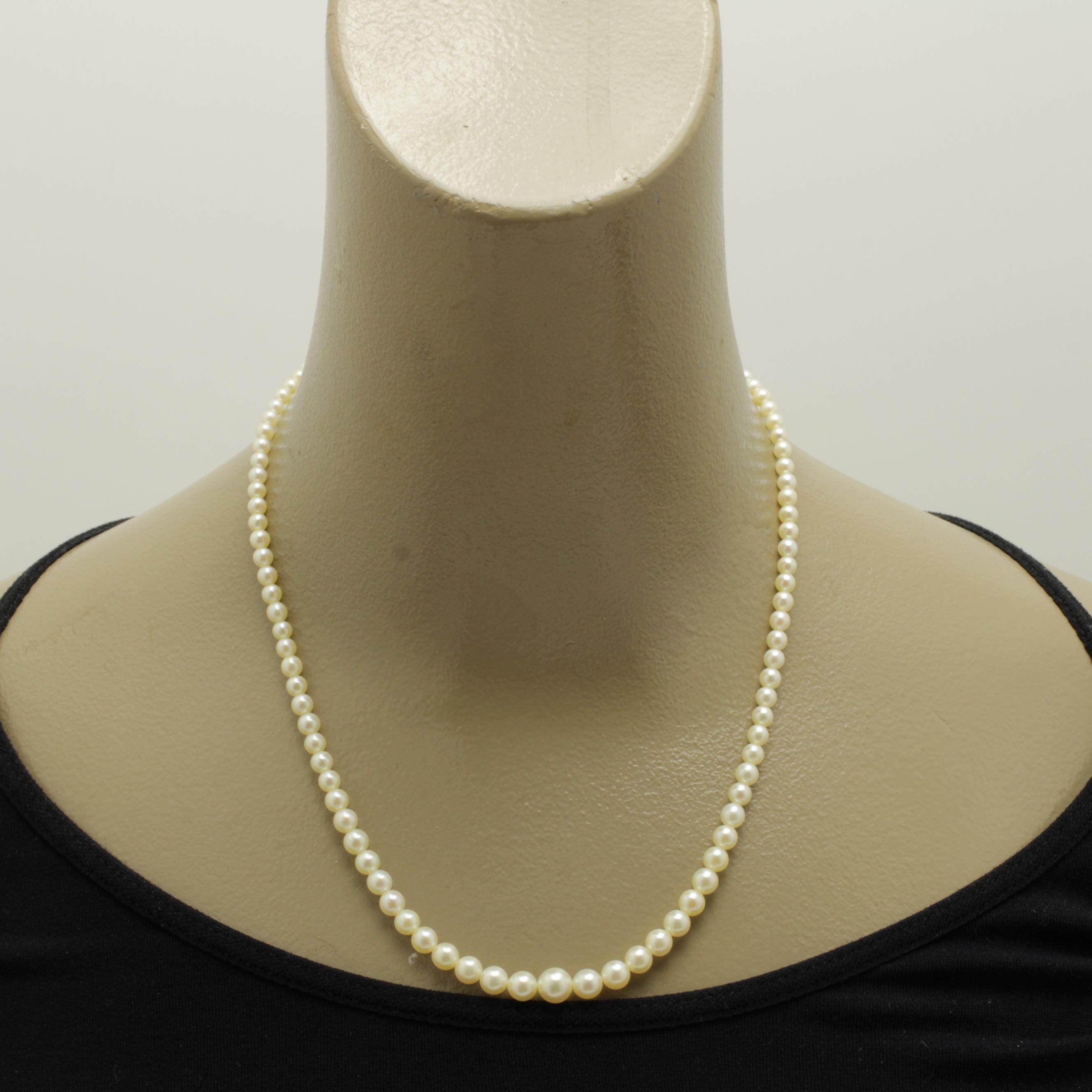 ヴィンテージ ミキモト パールネックレス：9K ホワイトゴールド