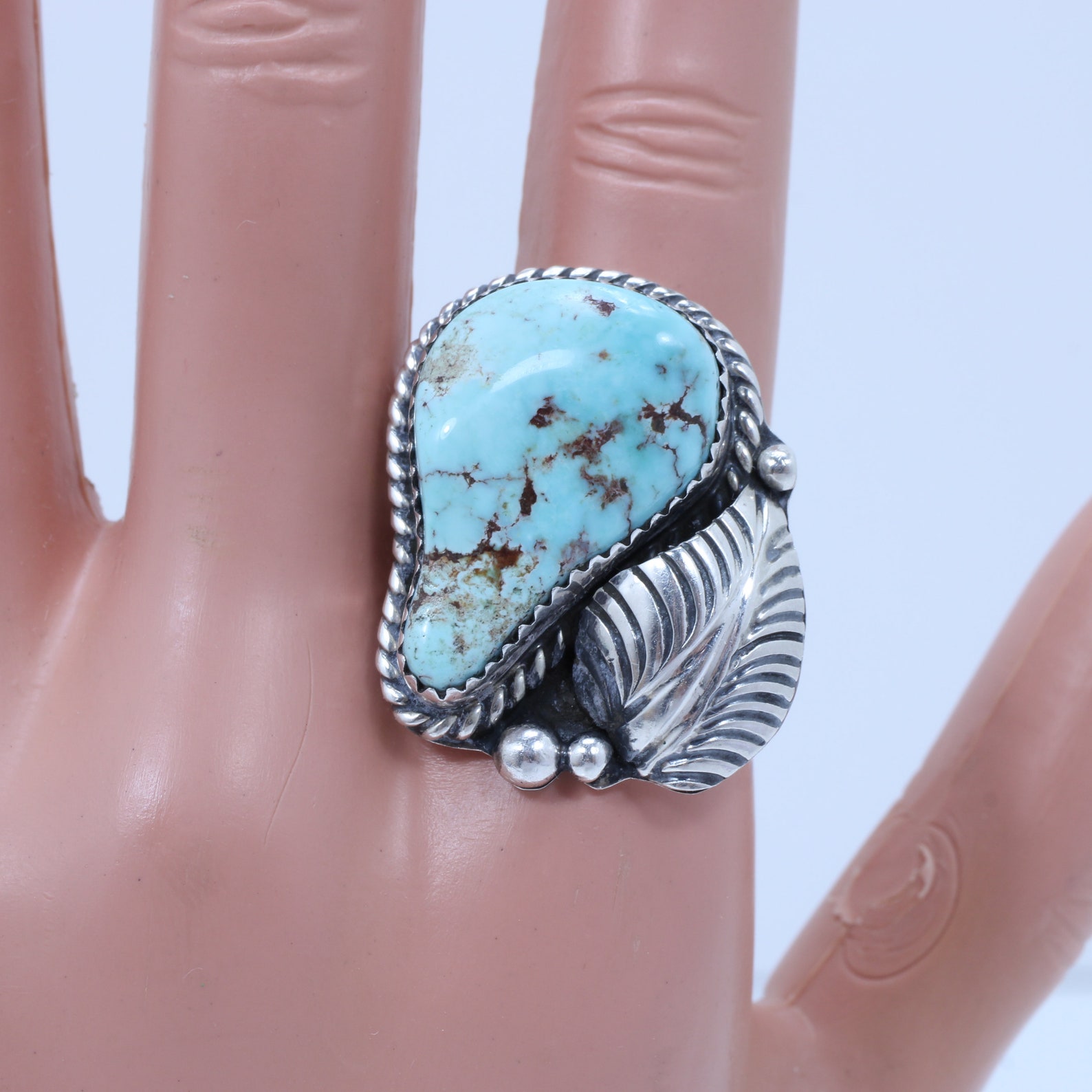 Vintage Native American Sterling Silver Turquoise Ring Signed BB by ...