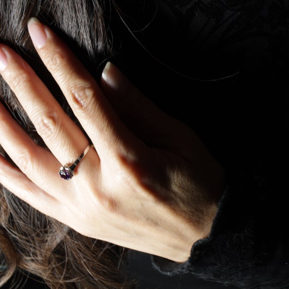Art Deco Amethyst Platinum Engagement Ring Size 7… - image 10