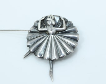 Vintage Margot de Taxco Mexican Sterling Silver Ballerina Pin Brooch