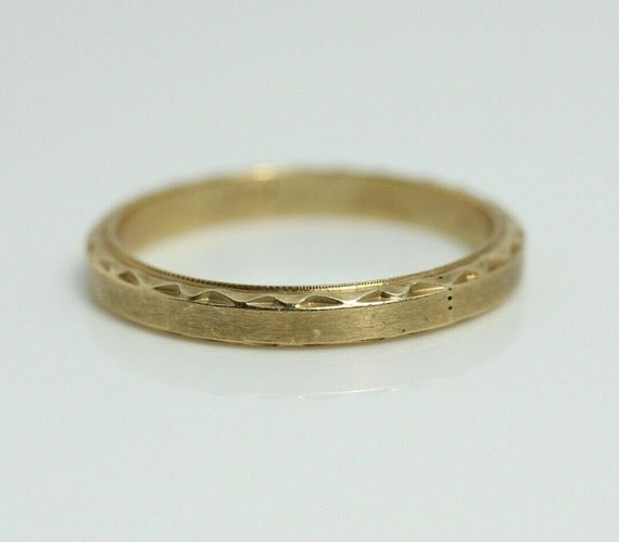 Vintage Art Deco Wedding Ring Wedding Band 14k Ye… - image 7