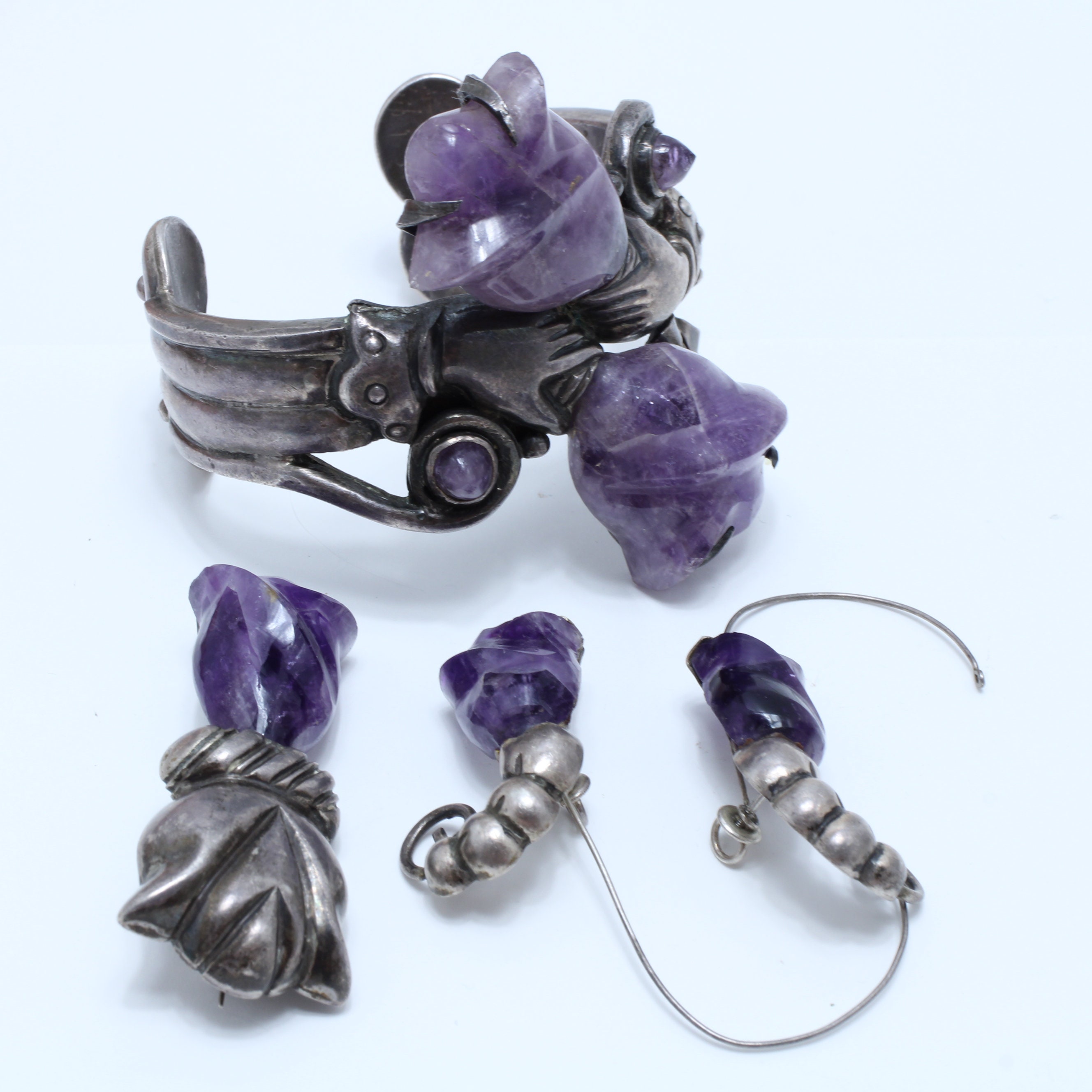 Vintage Mexican William Spratling Sterling Silver Amethyst