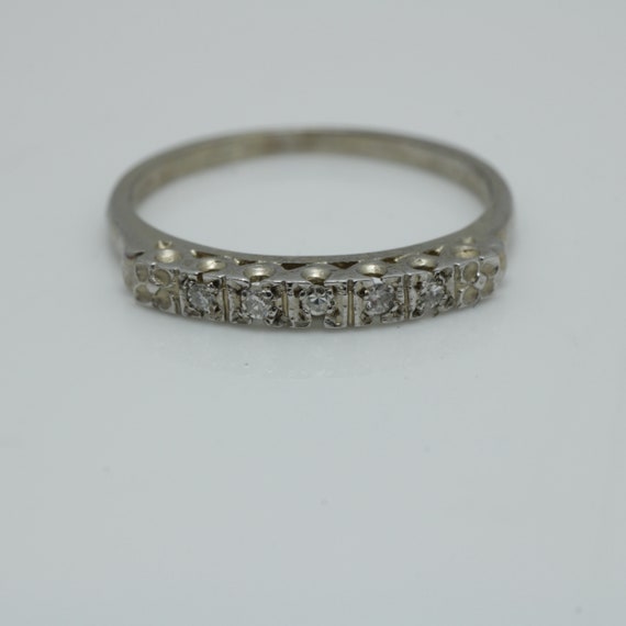 Vintage Diamond Ring 14k White Gold Band Diamond … - image 2