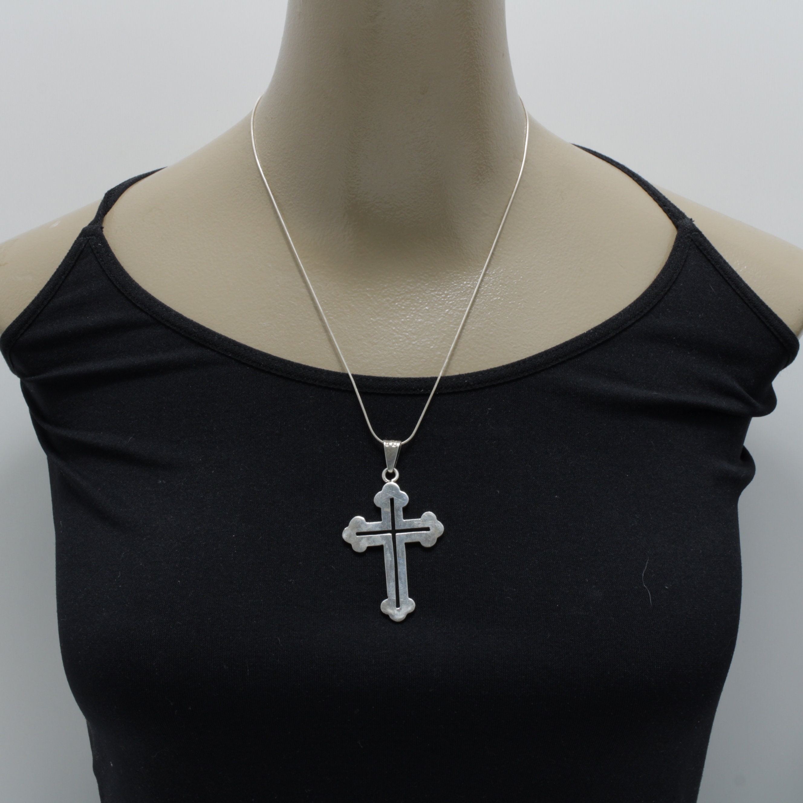 Vintage Mexican Cross Pendant Necklace Sterling Silver Necklace 18'' - Etsy