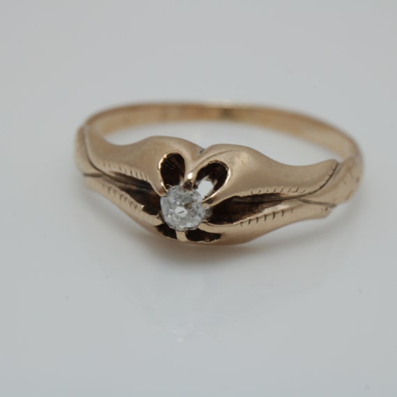 Victorian Rose Cut Diamond Engagement Ring 14K Go… - image 3