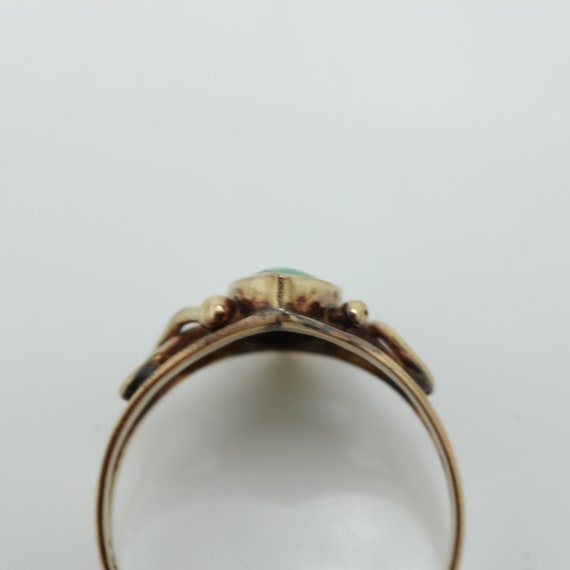 Vintage Mid-Century Nephrite Jade Ring 9K Yellow … - image 4
