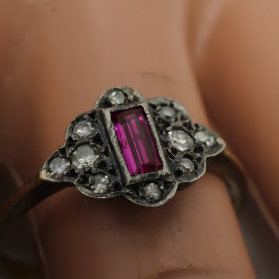 Art Deco Ruby Diamond Ring 14k Gold size 7.75 - image 3