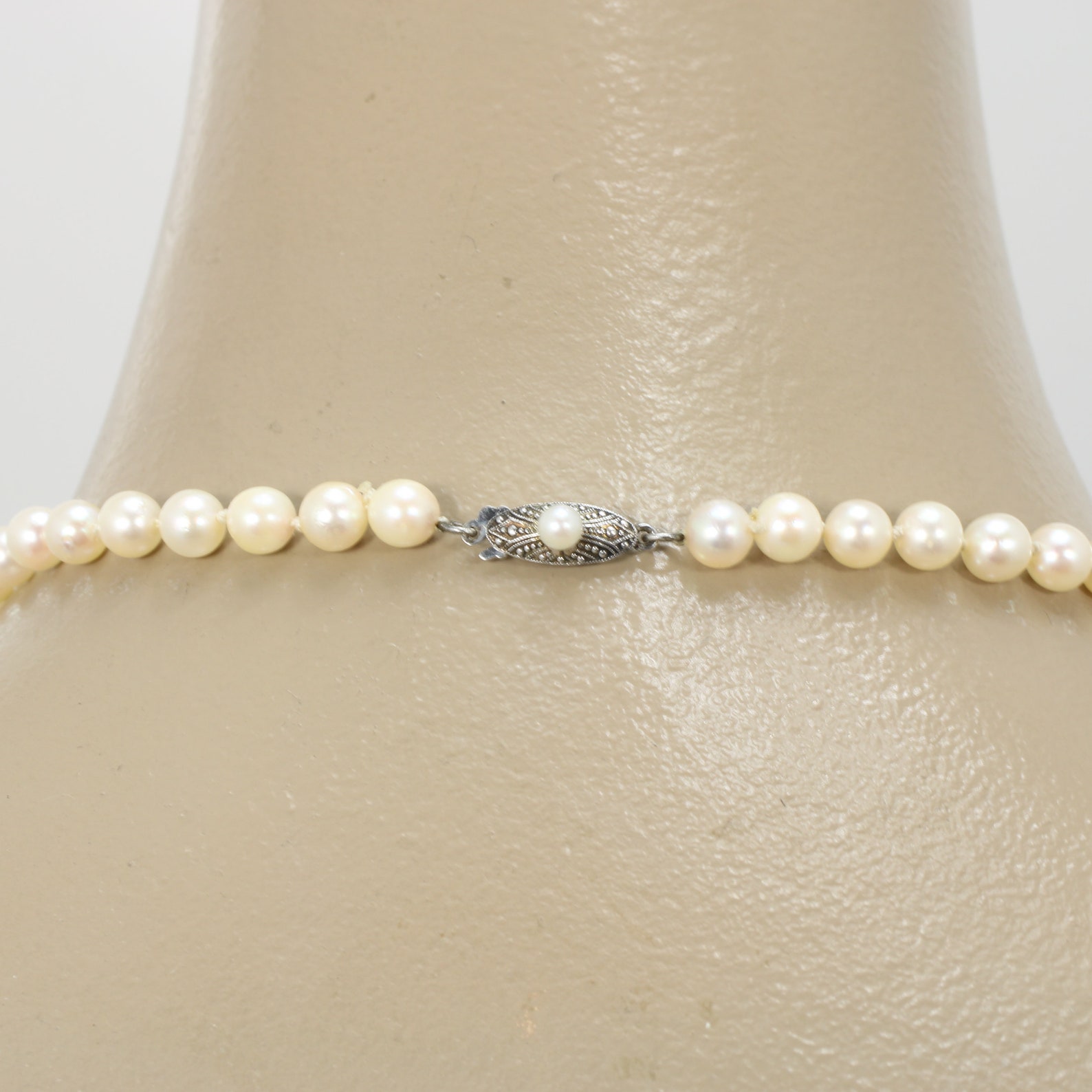 Vintage Mikimoto Pearl Necklace Sterling Silver 1950s Japan Etsy