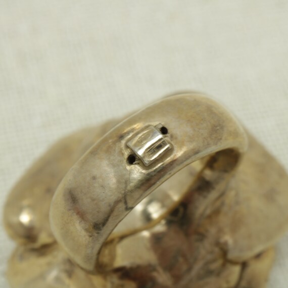 Gold-tone Silver Puffy Rose Ring: Chunky Statemen… - image 8