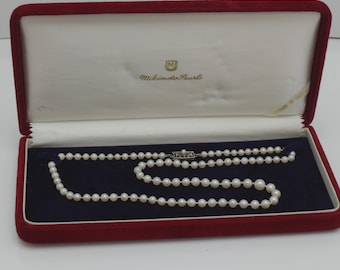 Vintage Mikimoto Pearl Necklace Sterling Silver 21.5 inches