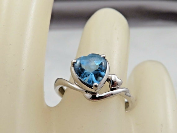 Blue topaz cheap heart ring