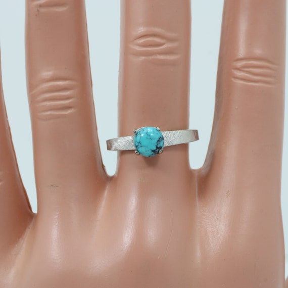 Vintage Persian Turquoise  Ring 14k White Gold Co… - image 4