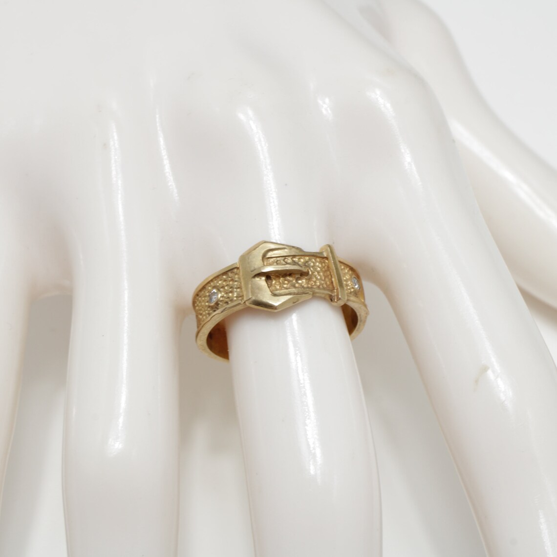 Antique Belt Buckle Diamond Ring 14k Gold Size 7.5 Etsy