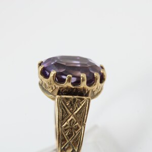 Vintage Amethyst Ring 14k Yellow Gold Cocktail Ring 1940's image 5