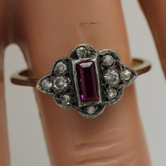 Art Deco Ruby Diamond Ring 14k Gold size 7.75 - image 2