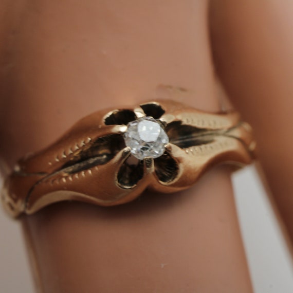 Victorian Rose Cut Diamond Engagement Ring 14K Go… - image 5