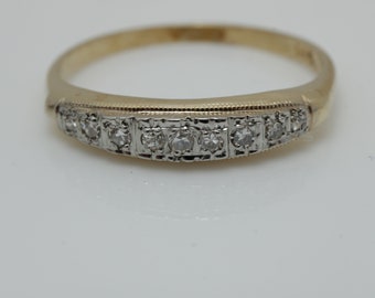 Vintage Diamond Wedding Ring 14k Yellow Gold Wedding Band size 6.5