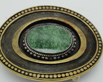 vintage David Yurman Jade Belt Buckle Putnam Art Works Boucle de ceinture en laiton 1975