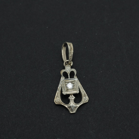 Art Deco  Diamond Pendant 14k White Gold Antique … - image 2