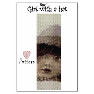 Girl with a hat / Even-Count 2-Drop Peyote Bracelet or Bookmark Pattern / Peyote Bracelet Instruction / Tutorial / graphics & word chart