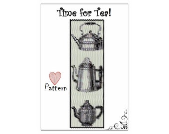 Time for Tea! / Even-Count Peyote Bracelet or Bookmark Pattern / Peyote Bracelet design / Instructions / Tutorial / graphics & word chart