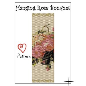 Hanging Rose Bouquet / Even-Count Peyote Bracelet or Bookmark Pattern / Peyote Bracelet Design / Tutorial / graphics and word chart